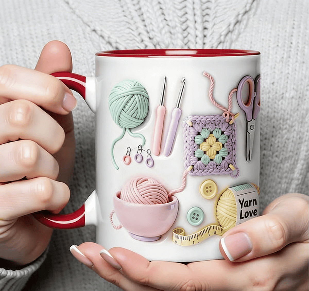 Ceramic Mug with Crafting Design for Coffee & Tea – Dishwasher Safe Mug for Makers & Hobbyists