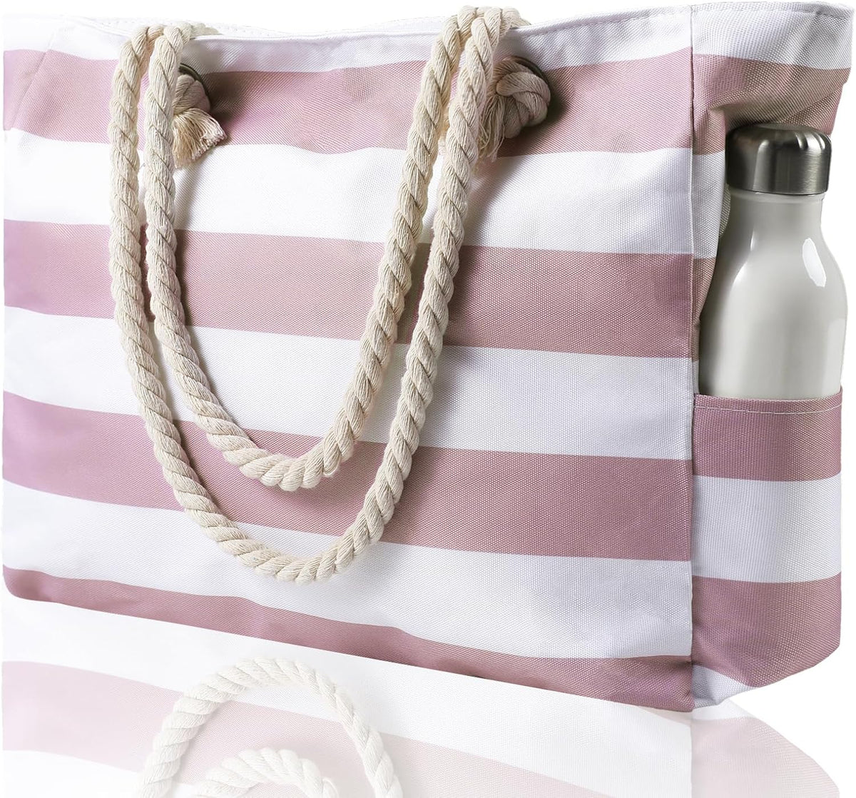 Oversized Zippered Tote with Sand-Resistant Lining for Pool Days & Travel | Water-Resistant Canvas Carryall