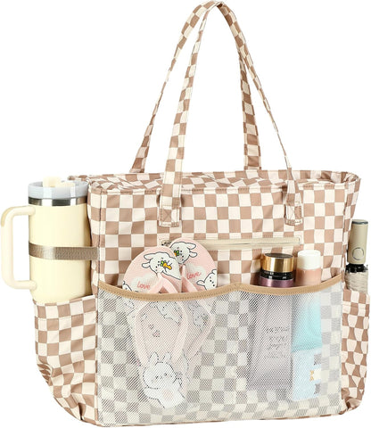 Ortekor Waterproof Beach Tote Bag with Wet Compartment | Extra Large Carry-On for Weekend Travel