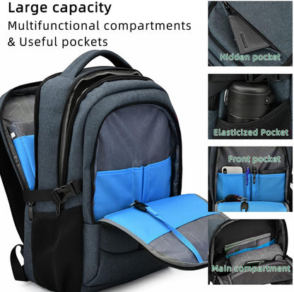 Travel Backpack with USB Charging Port for Laptops up to 17 Inches | Water-Resistant Daypack with Anti-Theft Pocket for Business Work School