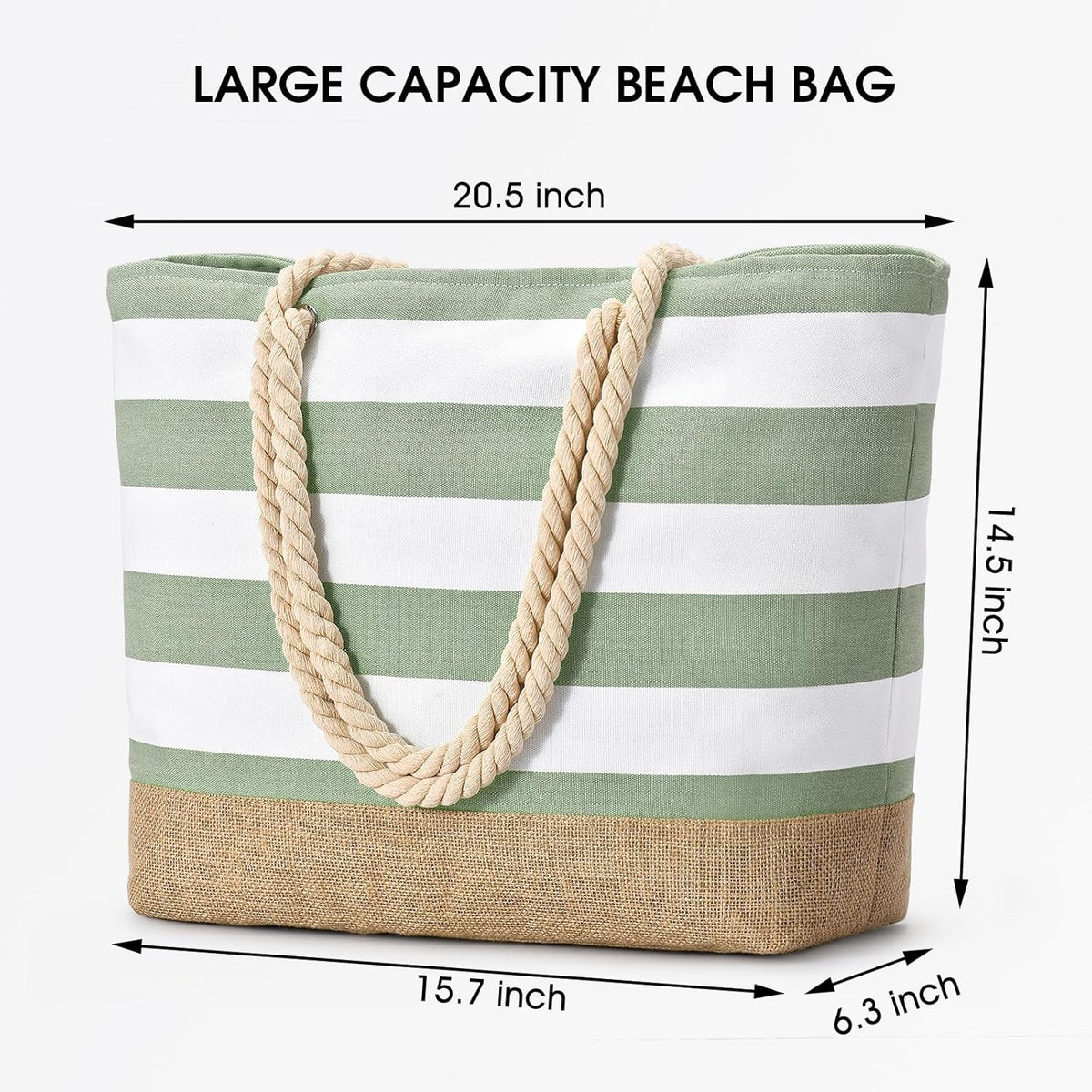 Ortekor Large Canvas Beach Tote Bag with Waterproof Design | Stylish & Sandproof Travel Essential for Summer Fun