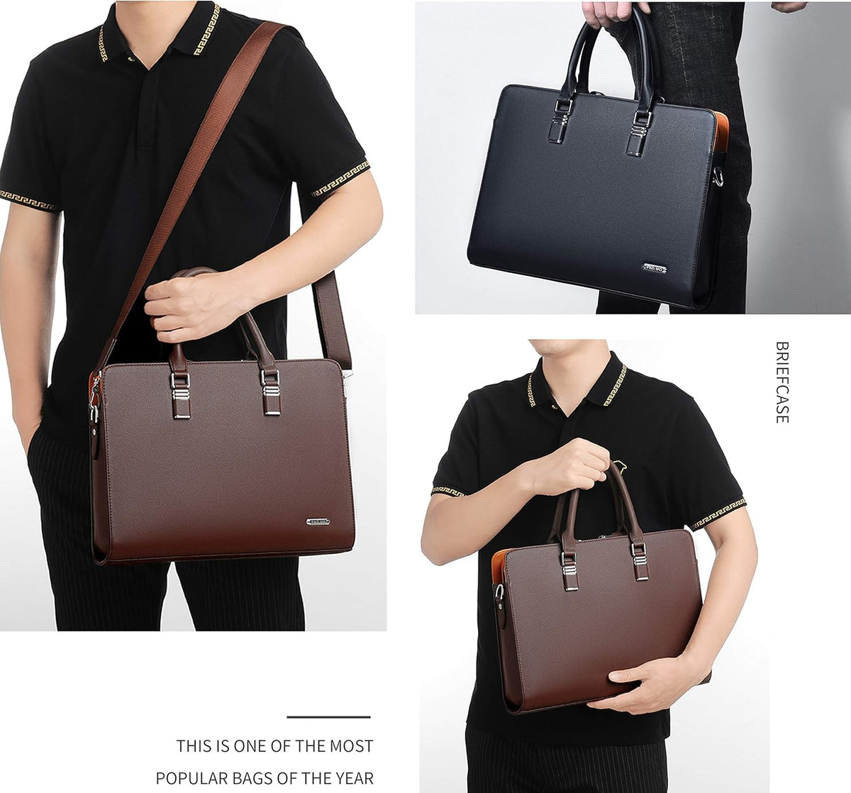 Executive Leather Laptop Bag 15.6-Inch for Work Travel School Office Business Men Women Professionals