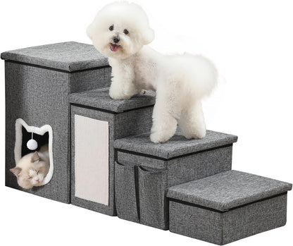 Pet Haven | 3-Step Non-Slip Dog Stairs with Storage | Easy Access for Small Dogs and Cats