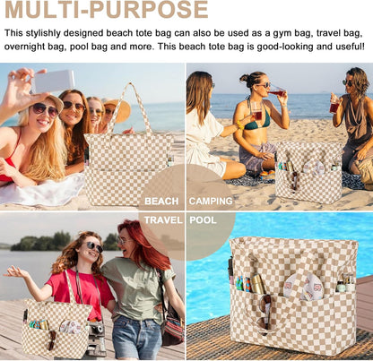 Ortekor Waterproof Beach Tote Bag with Wet Compartment | Extra Large Carry-On for Weekend Travel