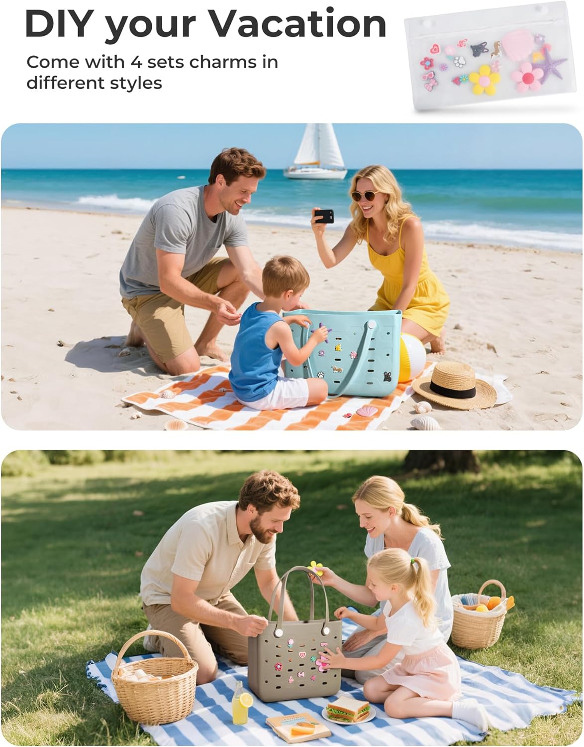 Ortekor Water-Resistant Rubber Tote Bag with Sandproof Design | Stylish Vacation Essential for Summer Fun