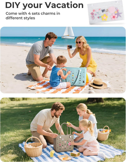 Ortekor Water-Resistant Rubber Tote Bag with Sandproof Design | Stylish Vacation Essential for Summer Fun
