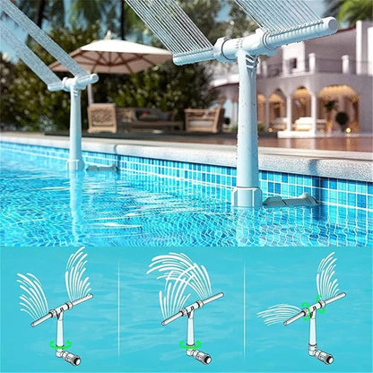 Solar Pool Fountain with Color-Changing LED Lights Dual Arc Spray 18-Light RGB Auto-Dusk Wireless Rechargeable for Intex Bestway Above Groun