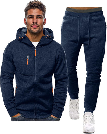 Men's Athletic Two-Piece Jogger Set with Pullover and Pants – Lightweight Breathable Tracksuit for Training, Gym & Casual Lounge Wear