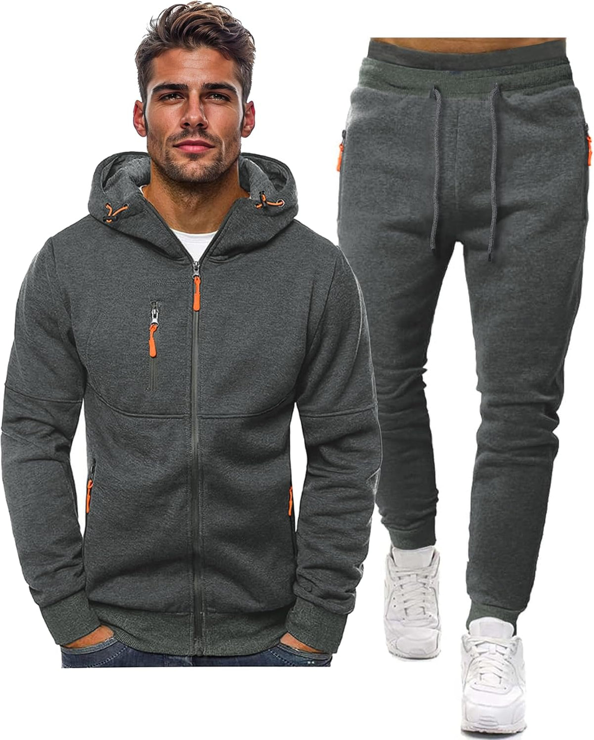 Men's Athletic Two-Piece Jogger Set with Pullover and Pants – Lightweight Breathable Tracksuit for Training, Gym & Casual Lounge Wear