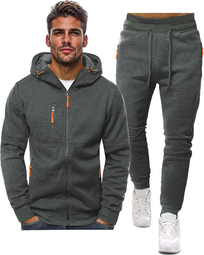 Men's Athletic Two-Piece Jogger Set with Pullover and Pants – Lightweight Breathable Tracksuit for Training, Gym & Casual Lounge Wear