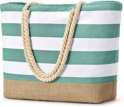 Ortekor Large Canvas Beach Tote Bag with Waterproof Design | Stylish & Sandproof Travel Essential for Summer Fun
