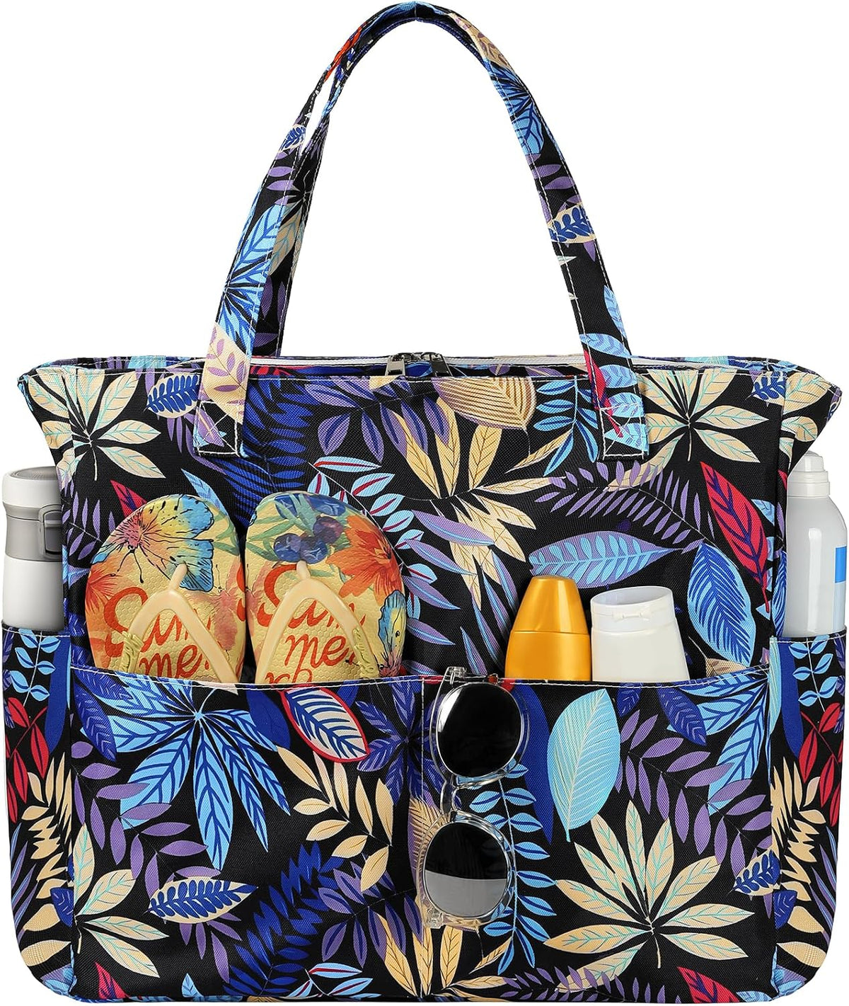 Ortekor Waterproof Beach Tote Bag with Zipper & Sandproof Design | Large Capacity for Travel and Gym
