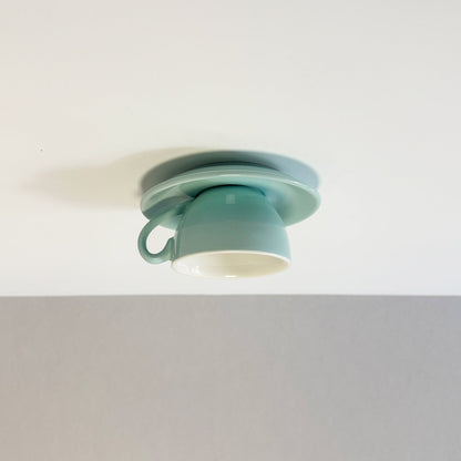 Ceramic Coffee Cup Ceiling Light Fixture – Flush Mount in Yellow, Blue, Pink & More Colors for Bedroom, Dining Room, Living Room