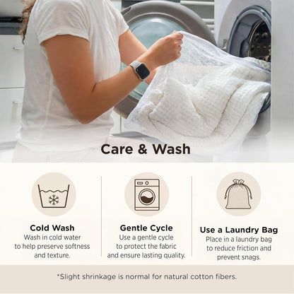 100% Cotton Waffle Weave Throw Blanket Queen King Breathable Lightweight Bed Cover for All Seasons Couch Sofa Bedroom Layering Textured