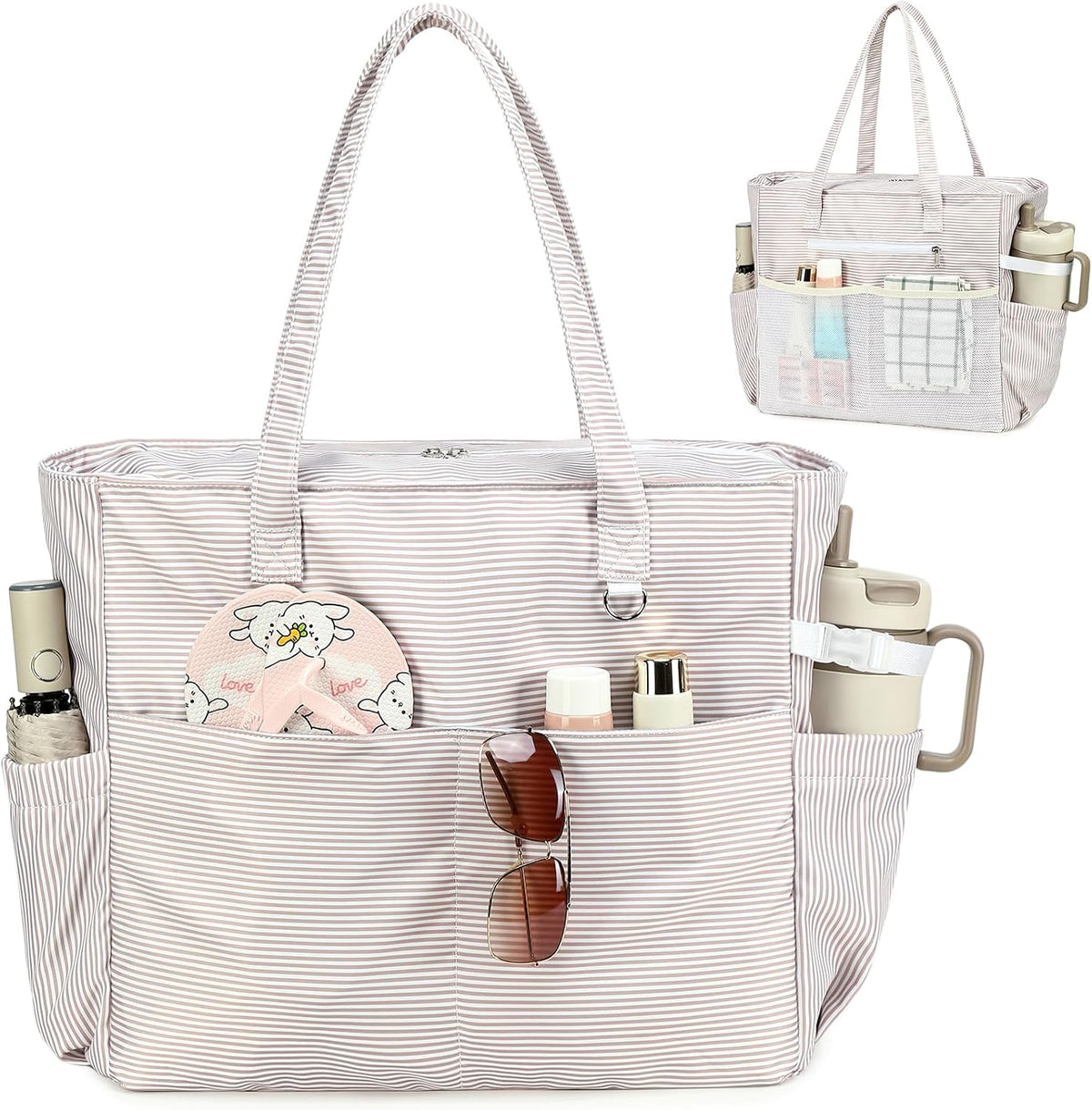 Ortekor Waterproof Beach Tote Bag with Wet Compartment | Extra Large Carry-On for Weekend Travel