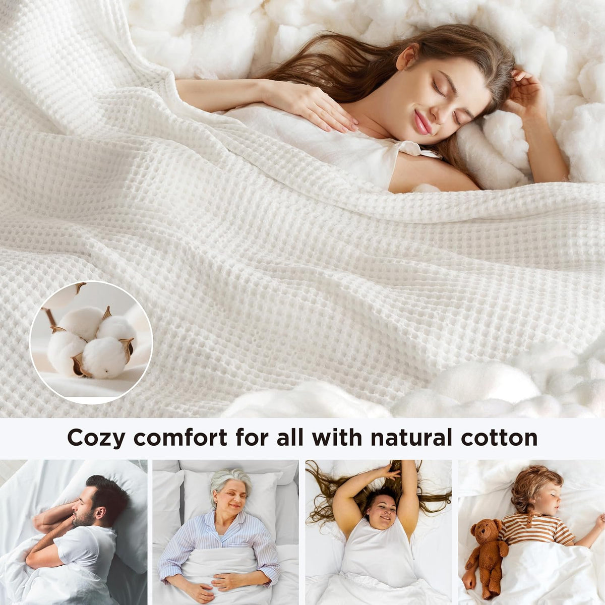 Ortekor Cozy Comfort | %100 Cotton Blanket with Waffle Weave Design | Lightweight & Breathable for Year-Round Use