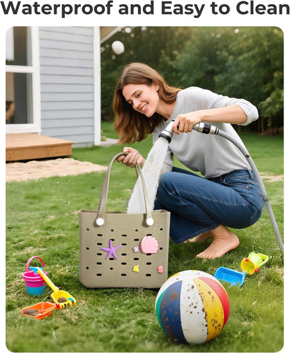 Ortekor Water-Resistant Rubber Tote Bag with Sandproof Design | Stylish Vacation Essential for Summer Fun