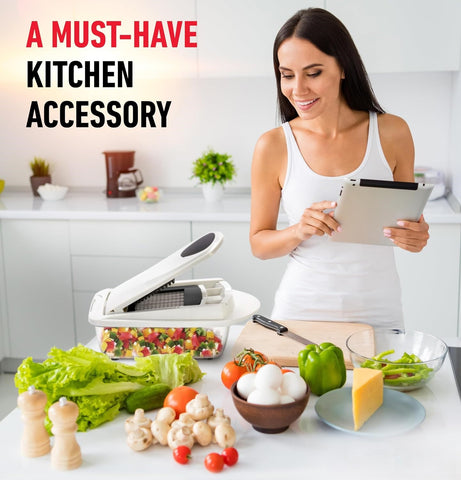 Mandoline Slicer with 8 Blades, Vegetable Chopper with Container, Cheese Grater and French Fry Cutter for Kitchen
