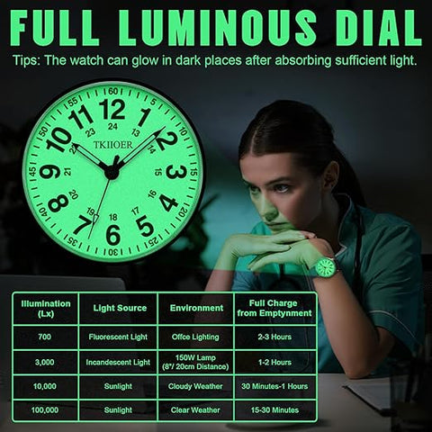 Ortekor Nurses Watch with Luminous Dial & Second Hand | Waterproof Design for Accurate Timekeeping