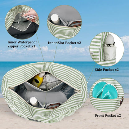 Beach Bag Waterproof with Wet Compartment, Large Beach Tote Bag for Pool and Gym, Travel Tote Bag for Grocery