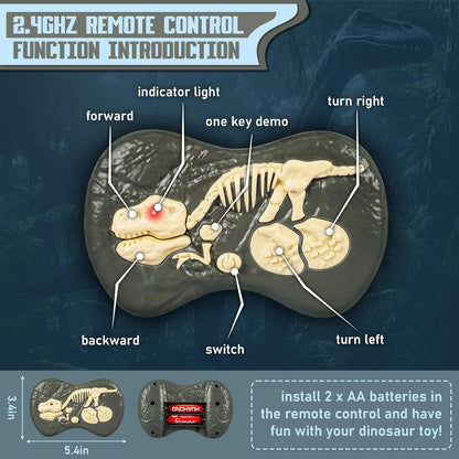 RC Prehistoric Predator Toy with Wireless Controller, 360° Spin, Sound Effects & LED Lights for Kids Ages 4+