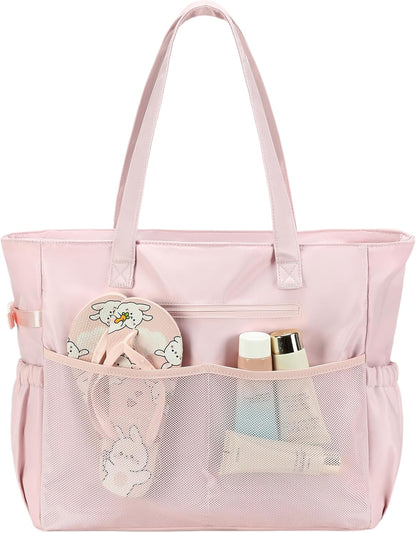 Ortekor Waterproof Beach Tote Bag with Wet Compartment | Extra Large Carry-On for Weekend Travel