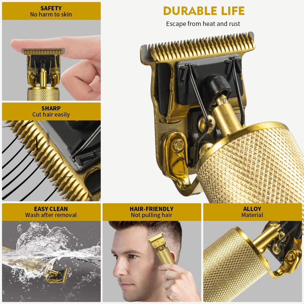 Cordless Precision Hair Clipper with T-Blade for Fade Cuts, Edge-Ups, Beard Shaping & Full Body Detailing – USB Rechargeable, 6-Hour