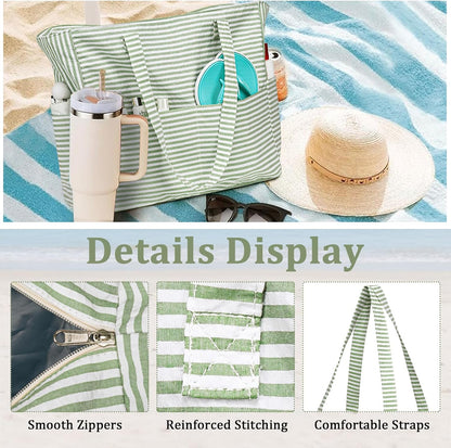 Beach Bag Waterproof with Wet Compartment, Large Beach Tote Bag for Pool and Gym, Travel Tote Bag for Grocery