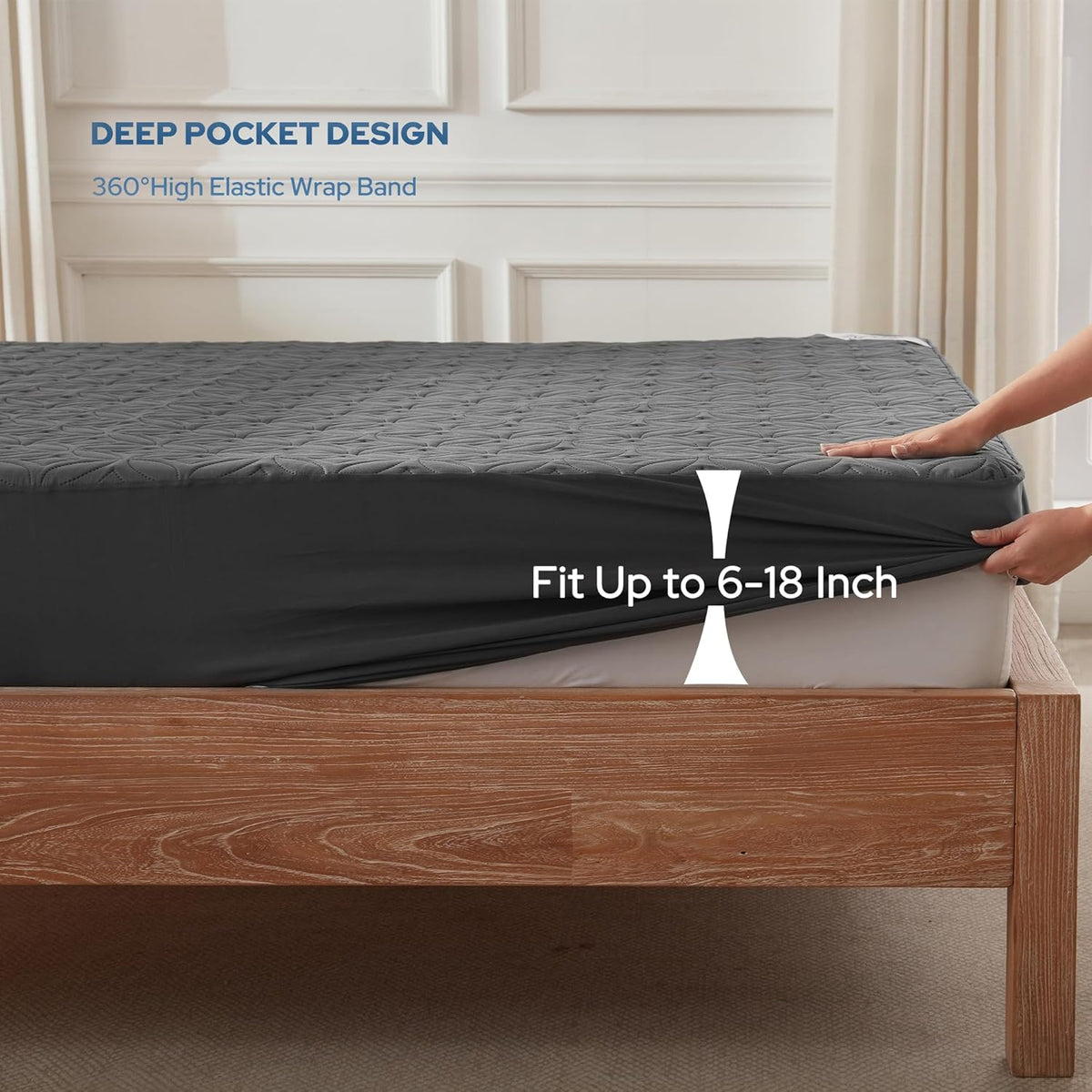 Waterproof Mattress Protector, Quilted Waterproof Mattress Cover with Deep Pocket up to 18 Inch, Fitted Bed Protector
