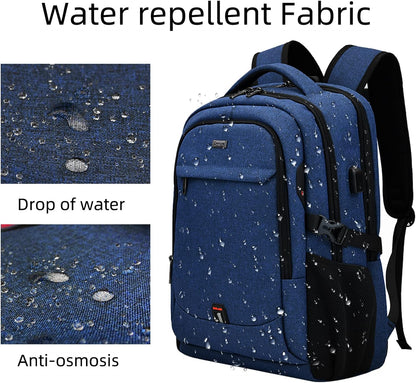 Travel Backpack with USB Charging Port for Laptops up to 17 Inches | Water-Resistant Daypack with Anti-Theft Pocket for Business Work School