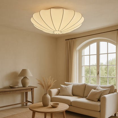 Hanging Pendant Light with Soft Fiber Shade 16–31 in Diameter 3000K Ambient Glow for Bedrooms Dining Areas Modern Overhead Fixture Flush Mou