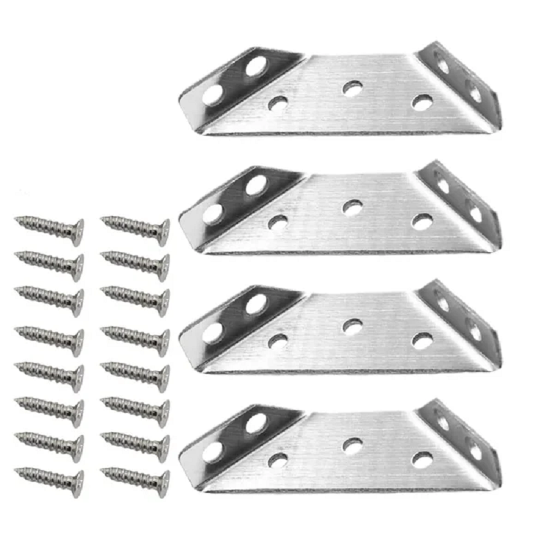 Stainless Steel Corner Braces for Furniture Reinforcement – Triangular Support Brackets for Tables Chairs Shelves Cabinets – Heavy Duty Meta