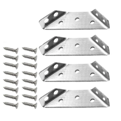 Stainless Steel Corner Braces for Furniture Reinforcement – Triangular Support Brackets for Tables Chairs Shelves Cabinets – Heavy Duty Meta