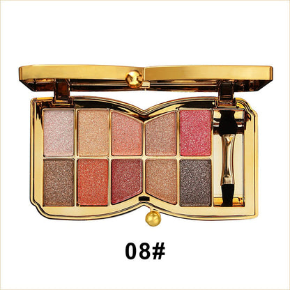 10-Color Glitter Eyeshadow Palette Shimmer Mineral Makeup for Parties Weddings Everyday Looks Highly Pigmented Long-Lasting Eye Shadow