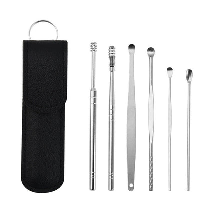 Stainless Steel Ear Cleaning Tool Set 6-Piece Reusable Earwax Removal Tools with Storage Case for Adults Kids Safe Effective Ear Hygiene