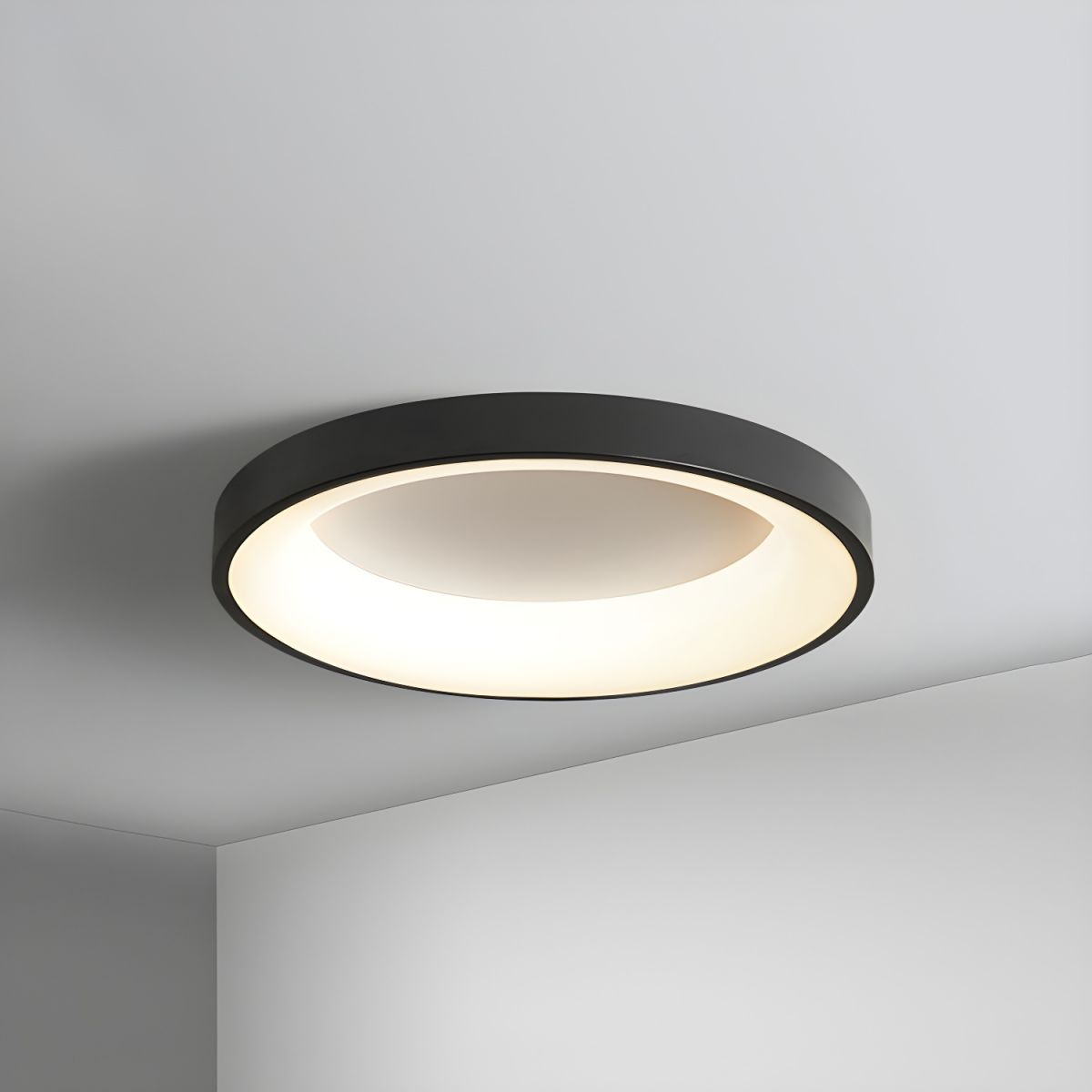 Round LED Overhead Fixture for Bedroom & Hallway – Ultra-Slim Iron & Acrylic Disc – Dimmable Options for Living Room & Entryway