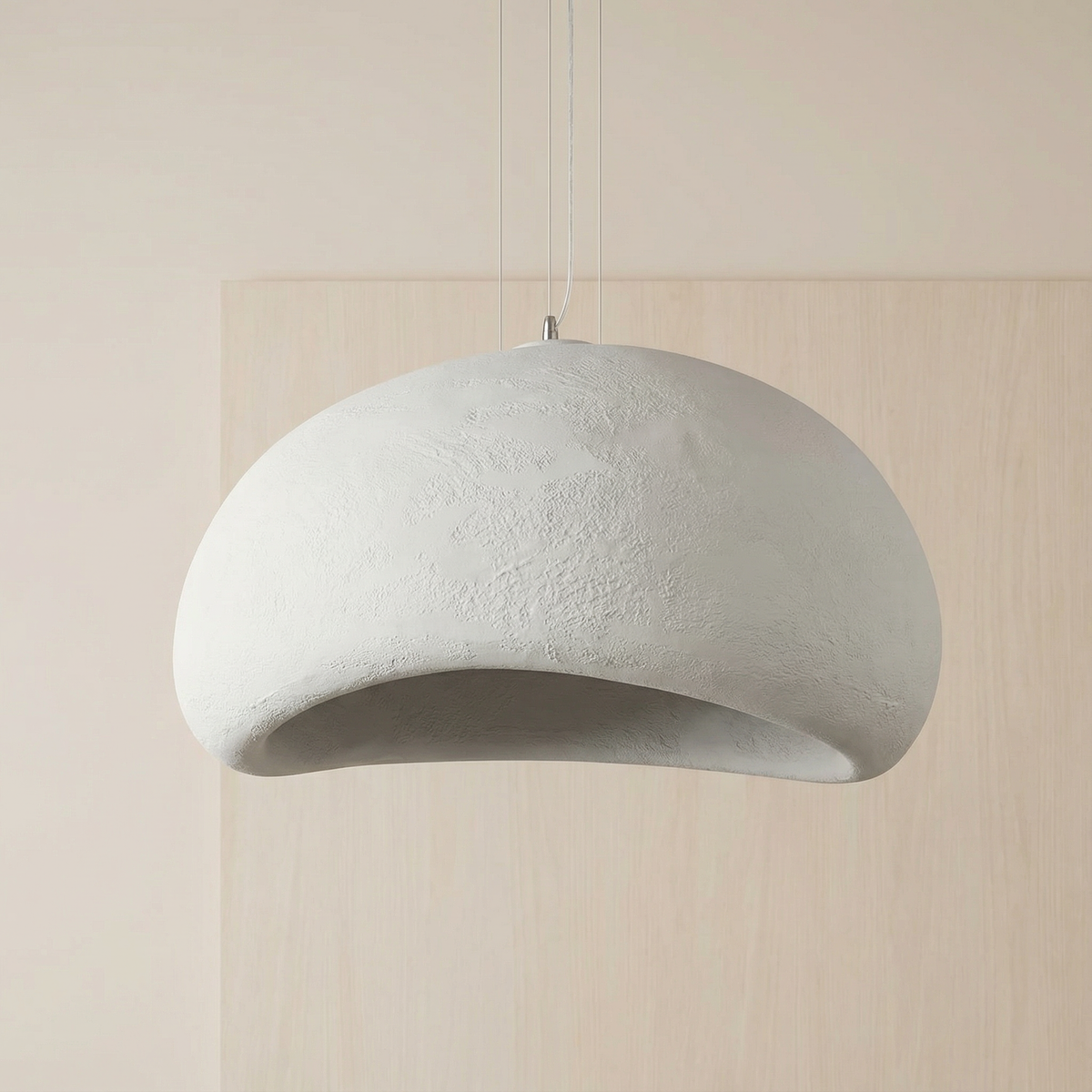 Stone-Look Dome Pendant Light Fixture in White & Gray – Organic Textured Ceiling Light for Kitchen Island Dining Room Bedroom – Modern Scand