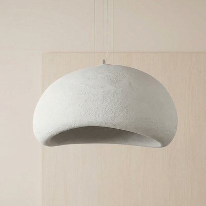 Stone-Look Dome Pendant Light Fixture in White & Gray – Organic Textured Ceiling Light for Kitchen Island Dining Room Bedroom – Modern Scand