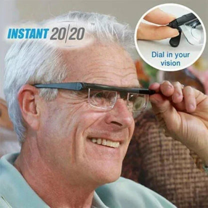 Dial-Adjustable Reading Glasses with Variable Focus Lenses for Near and Far Vision Clarity