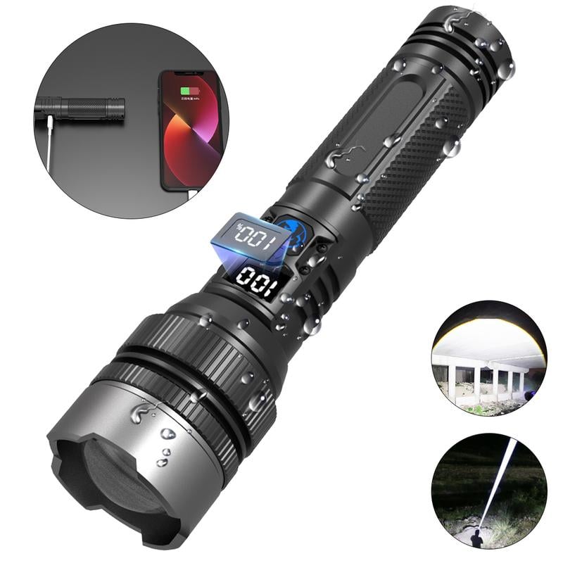 USB Rechargeable LED Flashlight with Adjustable Zoom Focus for Camping, Emergency & Outdoor Use