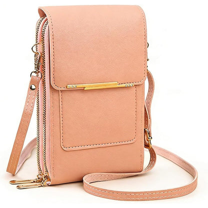 Touchscreen Crossbody Phone Wallet with RFID Blocking for Cards & Cash – Waterproof PU Leather Mini Purse Holds 6.7 in Smartphones