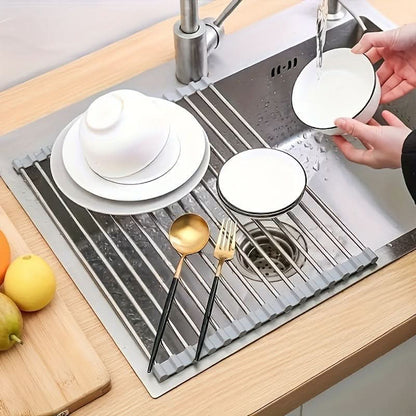 ROLLSINK – Roll Up Stainless Steel Dish Drying Rack