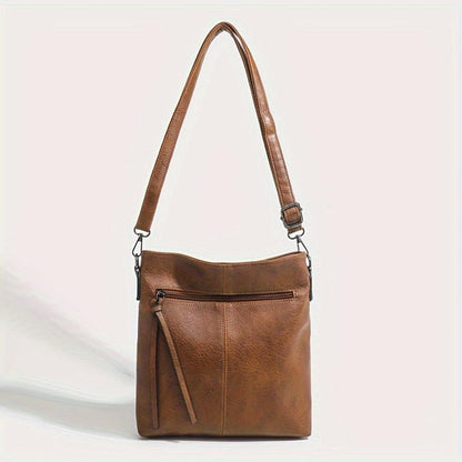 Vintage-Inspired Boxy Crossbody Purse for Women – Compact Shoulder Bag with Zipper Closure for Everyday Carry, Casual Outings & Errands