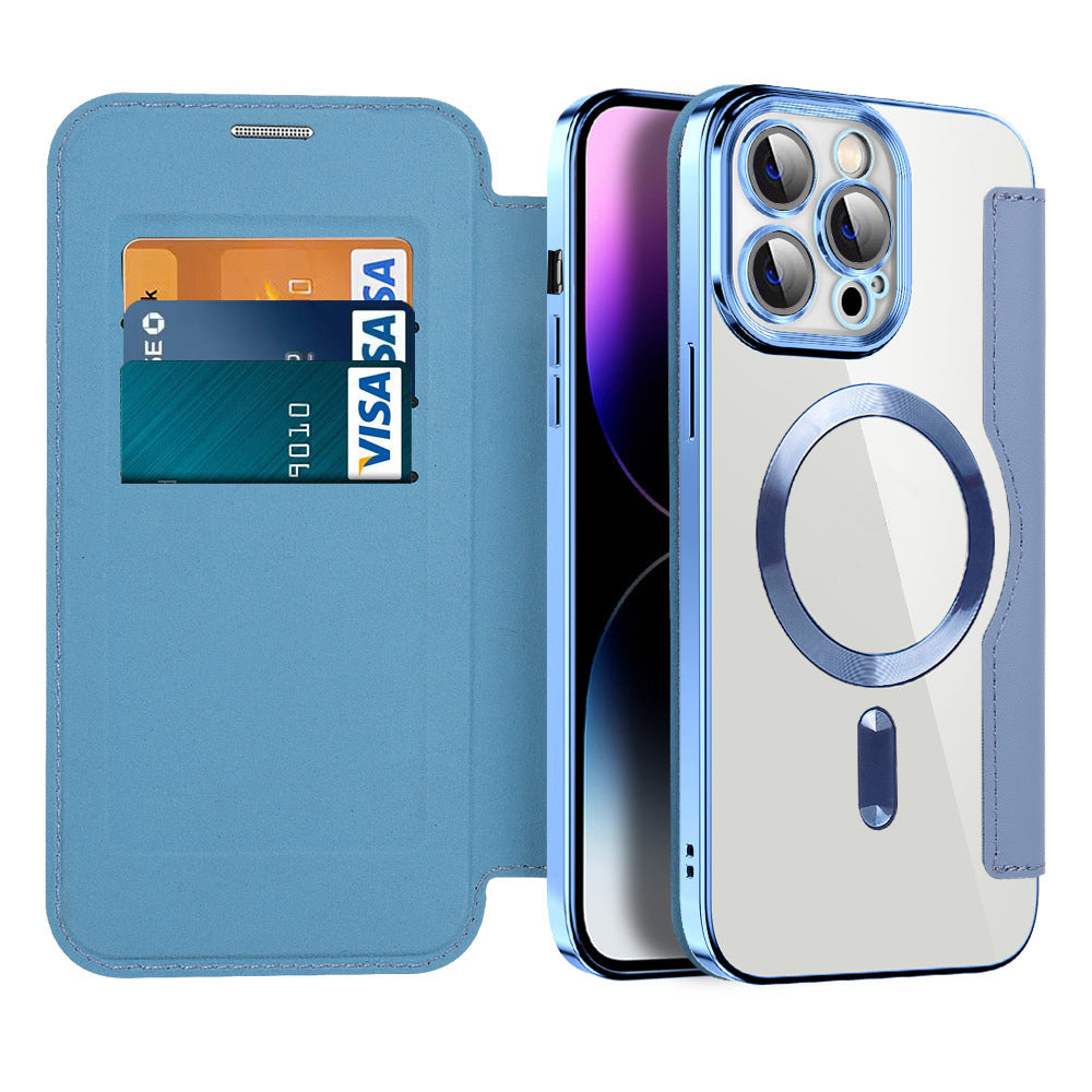 Wallet Phone Case with Card Holder & Magnetic Clasp – Flip Cover with RFID Protection & Kickstand for iPhone 12/13/14/15 Series