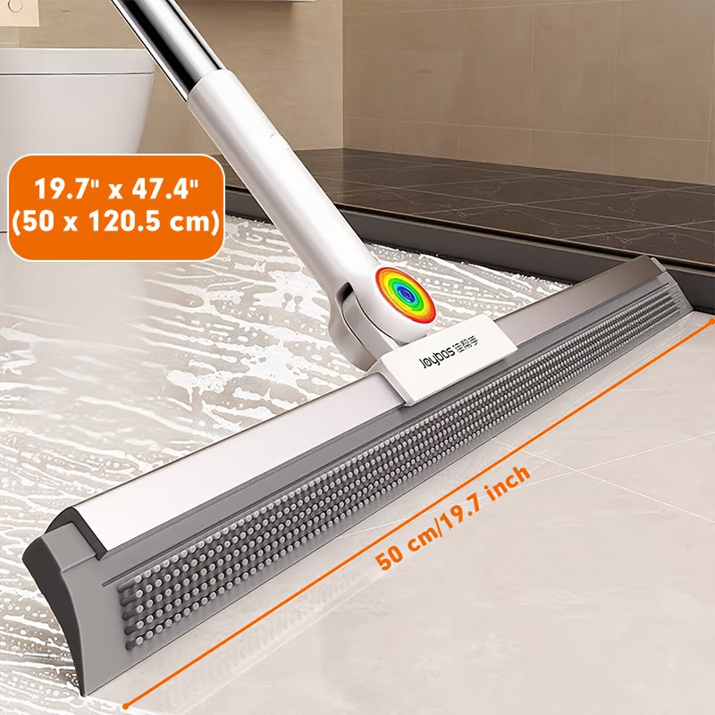Dual-Action Floor Squeegee with Rubber Edge & Soft Bristles for Pet Hair Removal