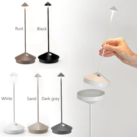 Cordless LED Accent Light 12 in Tall Rechargeable Battery Powered Dimmable Warm Glow Metal Construction Patio Dining Bedside Use