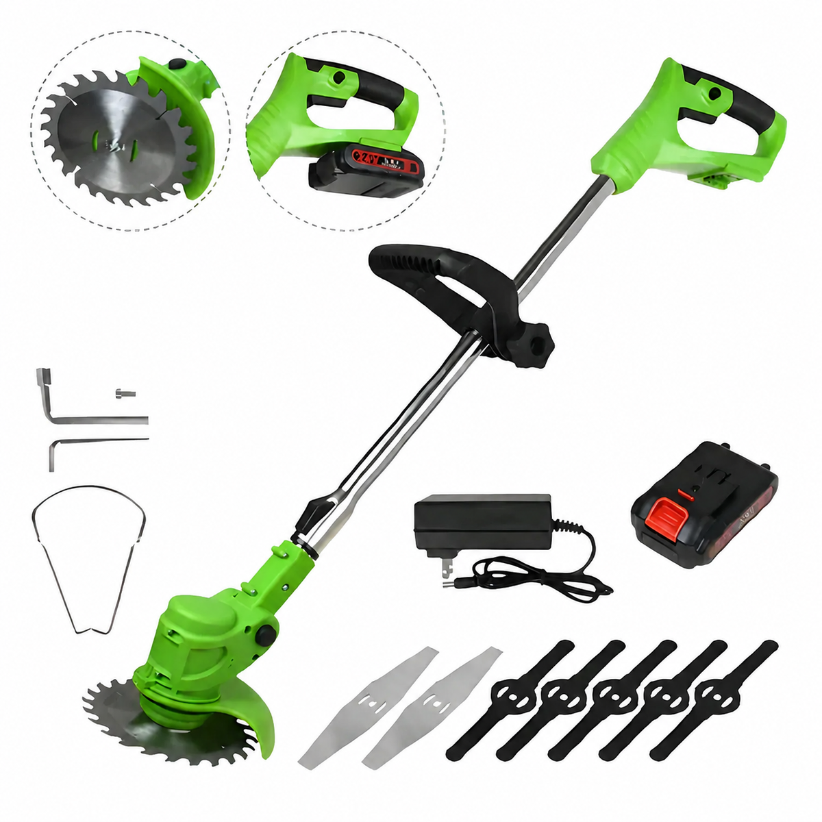 Cordless String Trimmer 3-in-1 21V Lithium-Ion Grass Edger Lawn Tool with 6-Inch Cutting Path for Yard Work & Garden Maintenance