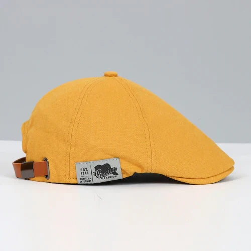 Men's Beret Cap with Adjustable Fit – Lightweight Breathable Flat Hat for Year-Round Wear in Black Red Blue Yellow Beige
