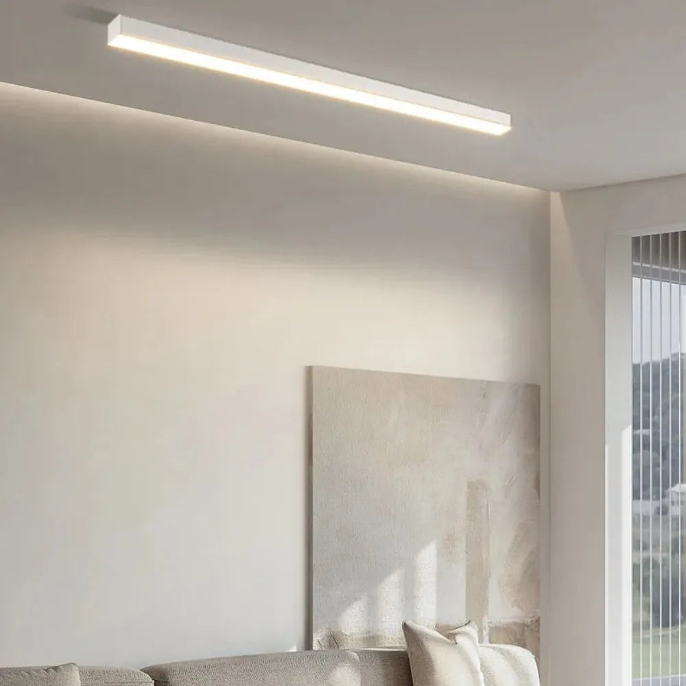 Linear LED Flush Mount Ceiling Light 47-inch Black Fixture for Bedroom Living Room Hallway Contemporary Minimalist Home Lighting