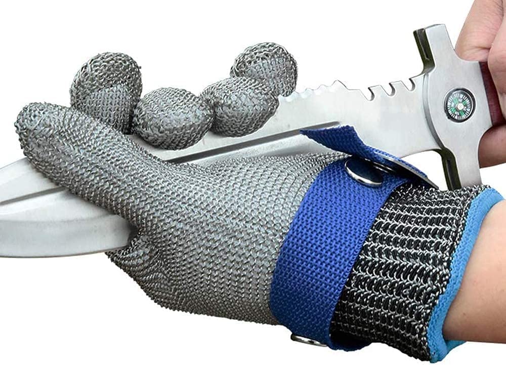 Cut-Resistant Safety Gloves | Stainless Steel Mesh Work Gloves for Food Prep Kitchen Industrial Use | Flexible Hand Protection with